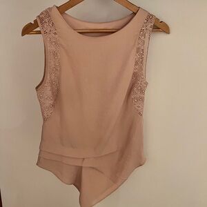 Topshop Lace Accent Tank Top - Blush
